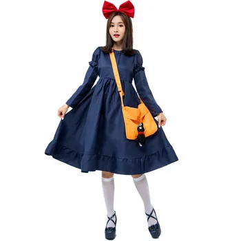 Japonske Ženske Kiki ' s Delivery Service Cosplay Kostum Obleko Čarovnice Halloween Kostumi za Ženske Fancy Odraslo Žensko Obleko 4PCS/SET