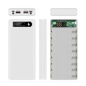 QC3.0 PD LCD-Zaslon DIY 8x18650 Baterije Primeru Power Shell Banke Prenosni Zunanje Polje brez Baterije Powerbank Zaščitnik