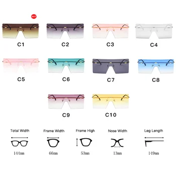 LongKeeper Prevelik Rjava sončna Očala Ženske Luksuzni Kvadratnih Rimless Očala za Sonce Ravno Top Gradient Očala oculos de sol feminino