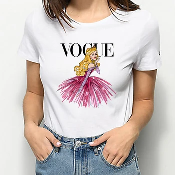 Vogue Majica Disney Princesa sneguljčica Kawaii Harajuku Ženske Ullzang Srčkan T-shirt Grafični Tshirt 90. letih Moda Vrh Tees Ženski