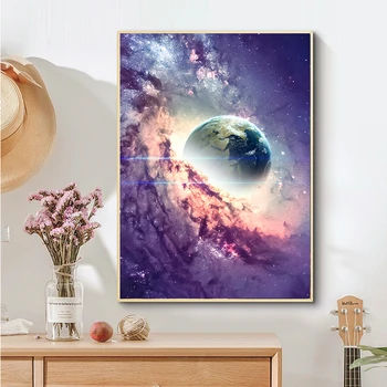 Platno Slikarstvo meglica planet vesolje plakat stenske dekoracije dnevna soba povzetek platno stenske slike Umetnosti Postelji slikarstvo