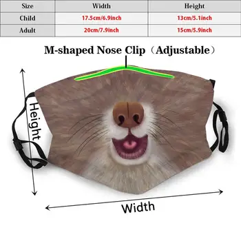 Srčkan Veverica Masko Smešno Tiskanja Za Večkratno Uporabo Pm2.5 Filter Za Masko Veverica Obraz, Nos Prosto Živeče Živali Živali