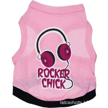 Pet Oblačila Pismo, Obleke za Psa Telovnik Majhne Kostum Slušalke Tiskanja Rocker Srčkan Pišče Zabavno Pomlad Poletje Pink Girl Ovratnik Perro
