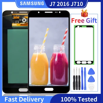 Preizkušen lcd zaslon Za Samsung Galaxy J7 2016 J710 LCD-Zaslon, Zaslon na Dotik, Računalnike Zbora Za J710M J710H J710FN Zaslon