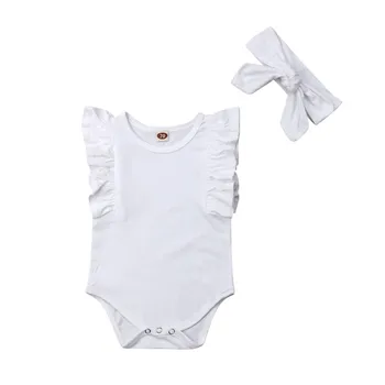 Baby Dekleta En Kos Oblačila Novorojenčka Poletje brez Rokavov Bodysuits Z Glavo Ruffles Dekle Bodysuits telo bebe roupas de bebe
