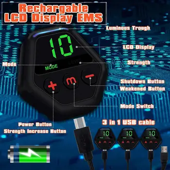 3pcs EMS USB Polnilne Pametna Električna hujšanje Nalepke Trebušne Mišice Stimulator Trener z LCD Zaslonom Fit Oprema