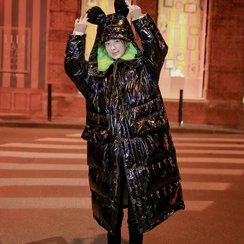 Zajec Hooded Svetlo Naguban Parkas Ženske Pluz Velikost Debele Vzročno Kruh Plašč Korejski Sladko Dolgo Toplo Jakno 2020 Pozimi Moda