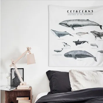 Ins Nordijska visi krpo Cetaceans od Infraorder Ocean Kita Visoko Pixel Art Dekorativne Stenske Tapiserije, ki Visi Dekor Darilo