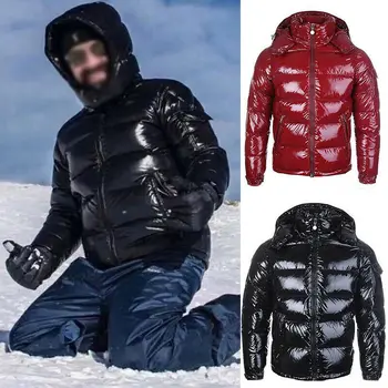Zimo Mens Sijoče Raca Navzdol Zip Hooded Anorak Parka Napihovalka Coats Outwear