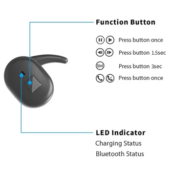 Bluetooth 5.0 TWS Brezžične Slušalke za Zmanjšanje Hrupa Stereo Slušalke za V uho Šport Headseat TWS Modri zob Čepkov