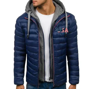 ZOGAA Moških Hooded Zimske Jakne Lobanje ZDA Tiskanja Mens Mehurček Coat Plus Velikost S-XXXL Toplo moška Oblačila Napihovalka Jakna