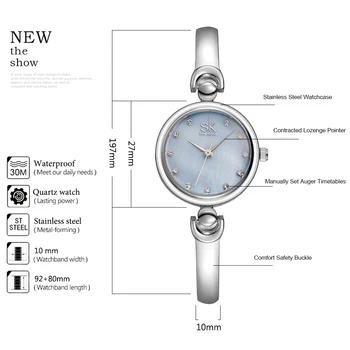 SHENGKE Reloj Mujer Novo Modno Zapestnico Ročne Slim Okostje Trak Diamond Izbiranje Quartz uro, Dekleta, Dame Watch