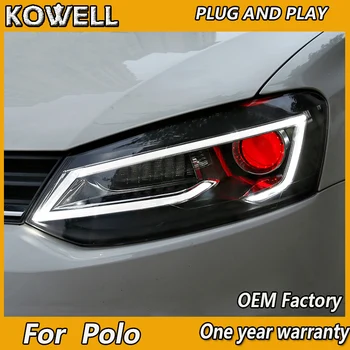 KOWELL Avto Styling za VW Polo LED Smerniki 2011-2017 Novi Polo LED DRL+Dinamično vključite signal, Bi-Xenon žarometi Dodatki