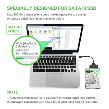 USB 3.0 SATA 3 Kabel Sata na USB 3.0 Adapter do 6 Gbps Podporo 2,5 Cm Zunanji HDD SSD Trdi Disk 22 Pin Sata III Kabel