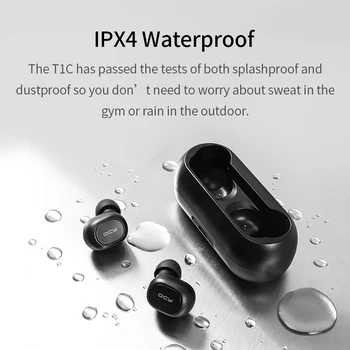 QCY QS1 T1C TWS Slušalke Bluetooth V5.0 slušalke 3D Stereo Šport Brezžični Čepkov z Dvojno Mikrofon in Polnjenje box