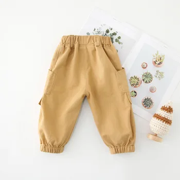 WLG Jeseni fantje moda hlače otroci žepi kaki vojske green cargo hlače dojenček fant vse tekme hlače