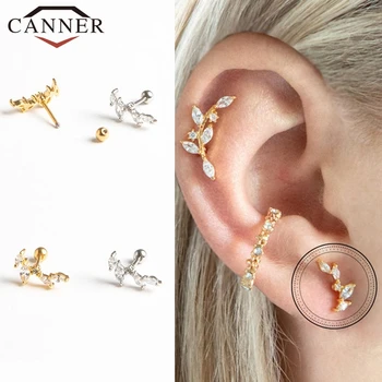 CANNER 1 par Realno 925 Sterling Srebro Kristalno Cirkon Male Stud Uhani za Ženske Zlata Barva Piercing Nakit Earings