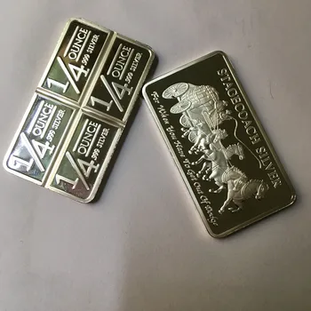 10 kos nemagnetni Stagecoach srebrnimi palicami 1 OZ silver plated kovanec ingot značko 50 mm x 28 mm ingot zbirateljske dekoracijo bar