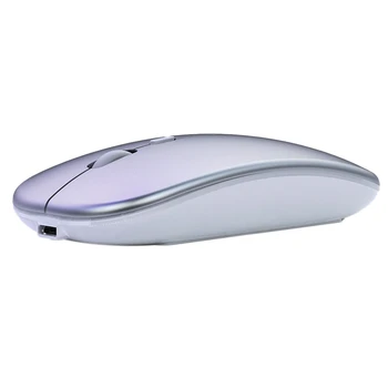 Akumulatorske Brezžične Miške Tiho LED Osvetljen Miške USB, Optičnega Ergonomska Miška za PC Miško za Prenosni Računalnik PC Bela