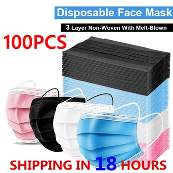 Za enkratno uporabo Maske Nonwove 3 Slojni Filter Usta Črne Maske Varno Dihanje Zaščitne maske pred virusi odraslih Usta Kape
