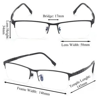 Velik Okvir Moških Čistega Titana Velikosti Očala na Recept Očala Prilagodljiv Templjev Svetlobe, Optični Okvirji za Širok Obraz