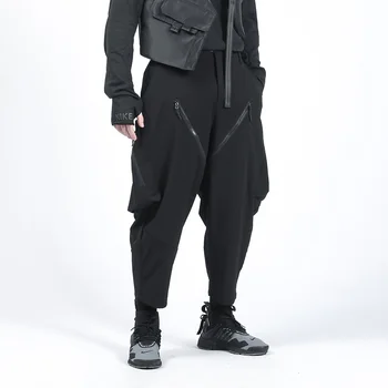 SILENSTORM Techwear 2020 Moške Črne Samurai Svoboden Cross Hlače Cargo Jogger Gleženj Dolžina Hlače Hip Hop Stilu Punk Ulične
