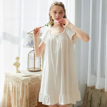 Roseheart Ženske Moda Belo Roza Modal Seksi Sleepwear obleko Noč Nuisette More Nightgown Homewear