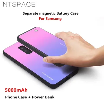5000mAh Brezžičnega Polnjenja z Magnetno Baterije, Ohišje Za Samsung Galaxy S9 Plus Opomba Opomba 8 9 Moč Banke Primeru Pisane Pomožno Baterijo