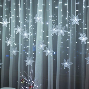 2020 Nov Božični Okraski, Zavese Snežinka Niz LED Luči Utripajoče Luči, Zavese, Lahka Nepremočljiva Prostem Stranka Luči