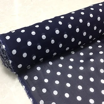 Mornarsko modra svilena tkanina čista svila šifon tkanine polka dot design mehko za šal,SCF139