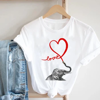 Ženske Radi Živali Mujer Camisetas Valentinovo Pomlad Poletje Modna Oblačila Natisniti Tee Vrh Tshirt Ženske Graphic T-shirt