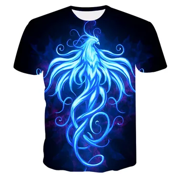 2020 Poletje Nov Moški Ženske majica 3D blue Phoenix Tiskanje Ljubitelje T-shirt Moški Vrhovi Harajuku Tee Športna majica s kratkimi rokavi Top
