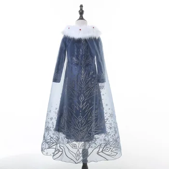 Elsa Zamrznjeno 2 Obleko za Dekle Malčka Dolg Rokav Snežna Kraljica Stranke Poroko Kostum Pomlad Večerna Obleka 2 3 4 5 6 7 8 Leto 2020