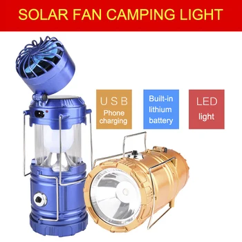 Nove večfunkcijske Solarna Svetilka z Mini Fan Polnilna LED Kampiranje Svetloba namizne Svetilke Svetilka Padec Ladijskega prometa
