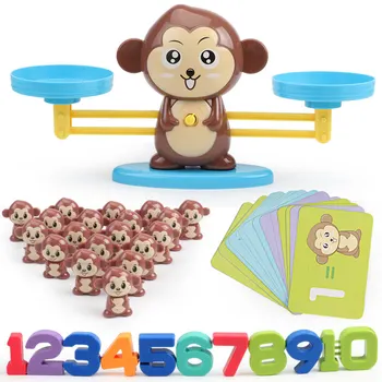 Montessori Matematiko Tekmo Igrače, družabne Igre Rjava Opica Uravnoteženje Lestvice Število Ravnotežje Igre Baby Izobraževalne Učenje Dodajanje in Odštevanje