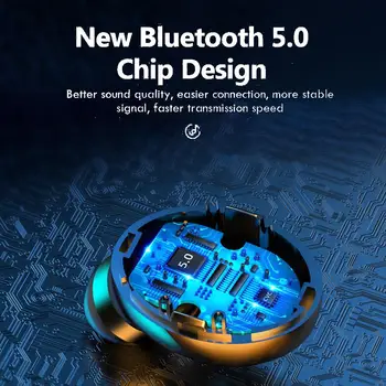 TWS Brezžični Čepkov Bluetooth Slušalke 9D zmanjšanje hrupa LED Zaslon vgrajen v Mic 2000mAh, Polnjenje polje za ios Android