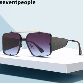 Prevelik Kvadratnih Sončna Očala Moških Luksuzne Blagovne Znamke Oblikovalec Steampunk Dvojno Nridge Sončna Očala Ženske 2020 Moda Gradient Objektiv Retro