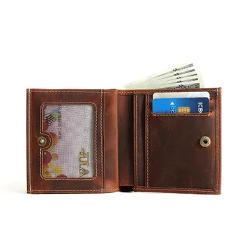 Vintage Človek Pravega Usnja Denarnica Z Kovanca Pocket Moške Mini Torbici Vreča Denarja Imetnik Kreditne Kartice Sponke Za Denar