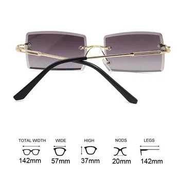 Trendy Rimless Sončna Očala Ženske 2020 Novo Majhen Pravokotnik Sončna Očala Luksuzne Blagovne Znamke Jasno Gradient Odtenkih Poletja Potovanja Očala