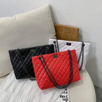 Luksuzno blagovno znamko ženske torbe 2020 pozimi novo-ramo diagonalno vrečko zaklepanje rhombic verige velika torba, velika zmogljivost osebnost