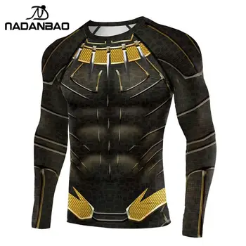 Nadanbao Black Panther Kostum za Odrasle Moški majica 3D Tiskanja Superheroj Lycra Stiskanje Srajce 2020 Nova Joga Srajce Za Moške