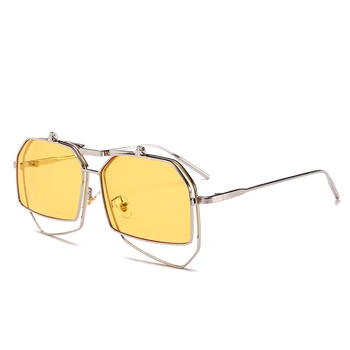 Moda kvadratnih očala sončna očala žensk, ženske, dekleta 2021 luksuzne blagovne znamke edinstveno rdeča rumena letnik ženska sončna očala odtenki