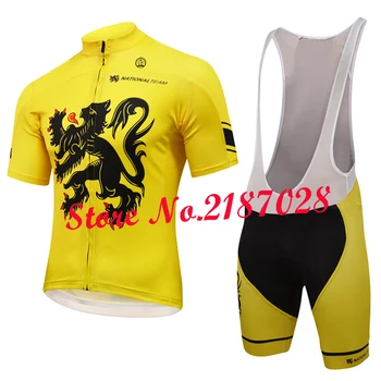 NOVE Moške Belgija Flandrija ekipa rumeni Kolesarski dres bike wear, Kolesarjenje oblačila maillot ropa ciclismo gel