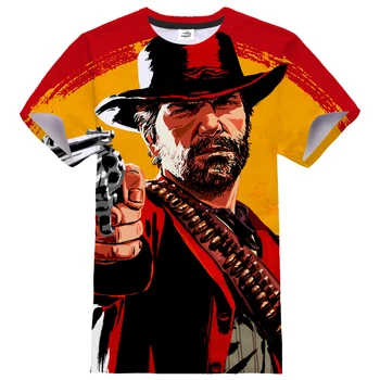 Priljubljena Igra, Red Dead Redemption 2 T-shirt Moški Ženske RDR2 3D Tiskanja Ulične Cosplay O-Vratu Hip Hop Tshirt Fashion Majica Vrhovi