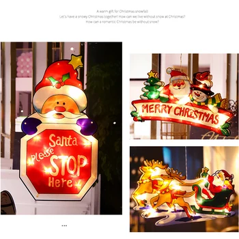2020 Vesel Božič Luči Oknu Visi LED Luči S Sesalno Pokal Vzdušje Prizora Počitnice Dekoracijo Za Dom Hotel Trgovina