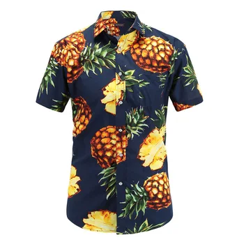 2019 Plaži Modni Stil Ananas Vzorec Hawaiian moška Kratka Sleeved Print Majica S-3XL