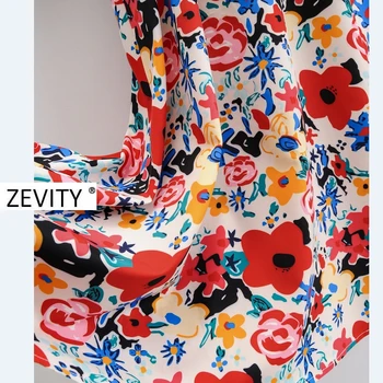 Zevity Ženske letnik kvadratnih ovratnik luč rokav tiskanja priložnostne znamke obleko ženski elastična bankrot vestido elegantna stranke Obleke DS4207