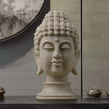Kip bude, Figurice Kitajski kip Bude za vrt smolo Veliki Buda glavo peščenjak kip dekor Buda dekoracijo
