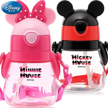 Disney 440 ML Baby Minnie Mickey Steklenico Vode Slame Drinkware Otroci Hranjenje Pokal Lep Dom Šola Prenosni Mešalniku Z Vrvjo