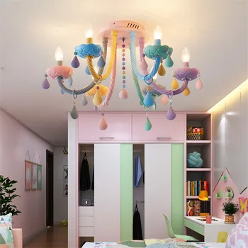 Sodobna Macaron Pisane Kristalne Stropne Svetilke spalnica lučka otroška Fantazija Dekle, Princesa Stropne Luči za domačo razsvetljavo